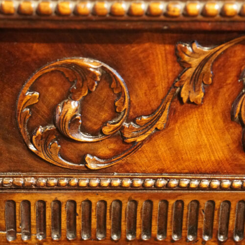 19thc. mahogany Adam serving table carving detail