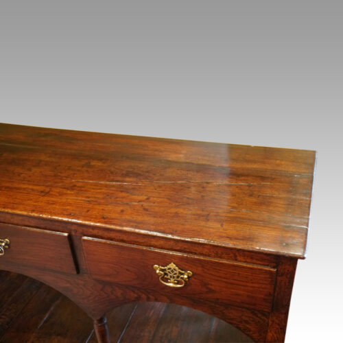Antique oak pot board dresser base triple arch detail