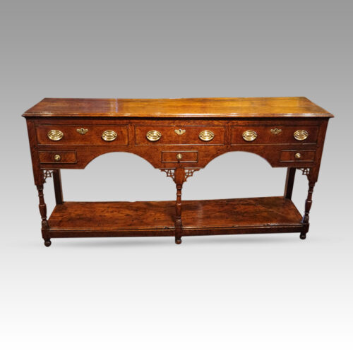 Antique oak pot board dresser base front