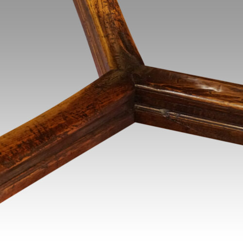 Oak refectory draw leaf dining table stretcher detail