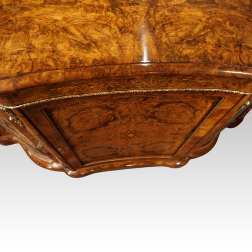 Victorian inlaid walnut credenza concave