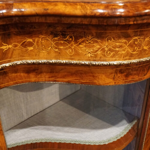Victorian inlaid walnut credenza frieze inlay