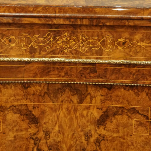 Victorian inlaid walnut credenza inlay to frieze