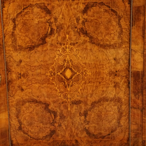 Victorian inlaid walnut credenza panel door