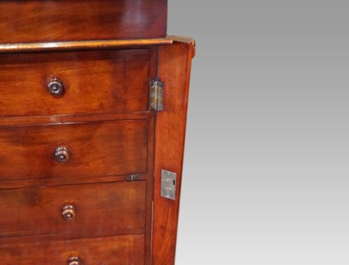 Victorian small mahogany Wellington chest locking bar
