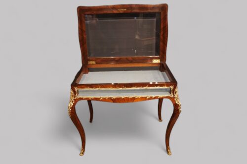 19thc rosewood curio cabinet open