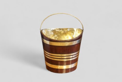 Antique brass bound mahogany ash bucket