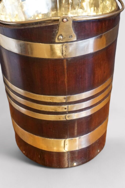 Antique brass bound mahogany ash bucket end