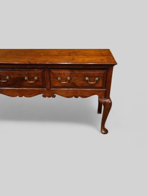Antique oak cabriole leg dresser base end drawer