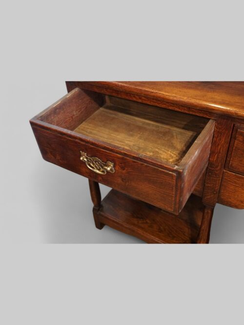Antique oak cottage dresser base drawer lining