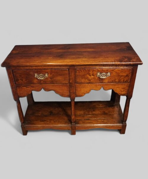 Antique oak cottage dresser base front