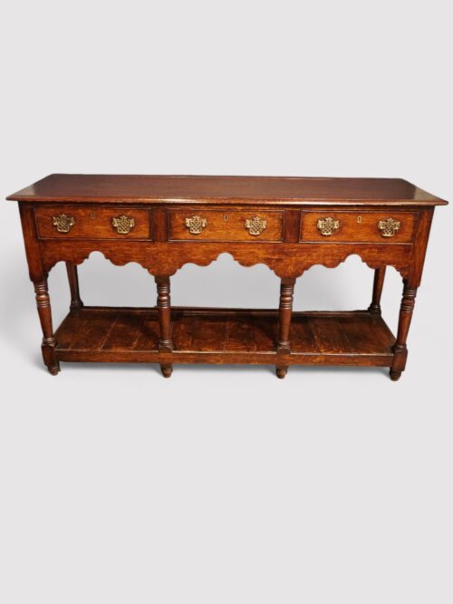 Antique oak pot board dresser front view
