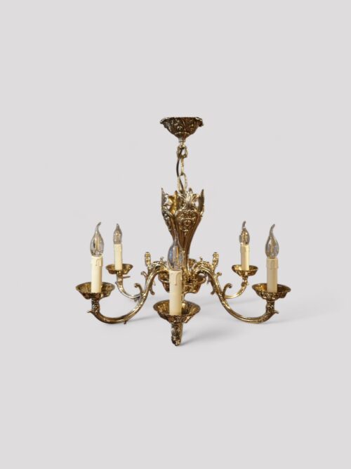 Brass cast 6 branch chandelier
