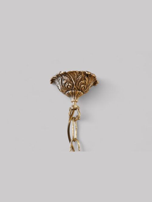 Brass cast 6 branch chandelier ceiling rose