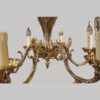 Brass cast 6 branch chandelier close up