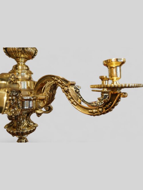 Cast bronze chandelier arm detail