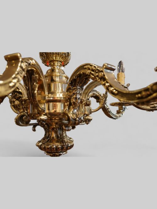Cast bronze chandelier body detail