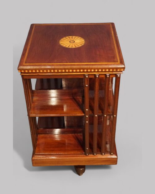 Edwardian inlaid revolving bookcase
