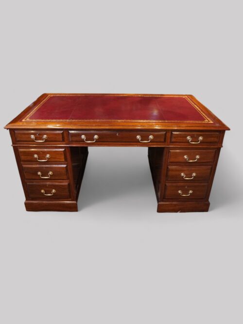 Edwardian mahogany pedestal desk 153cms
