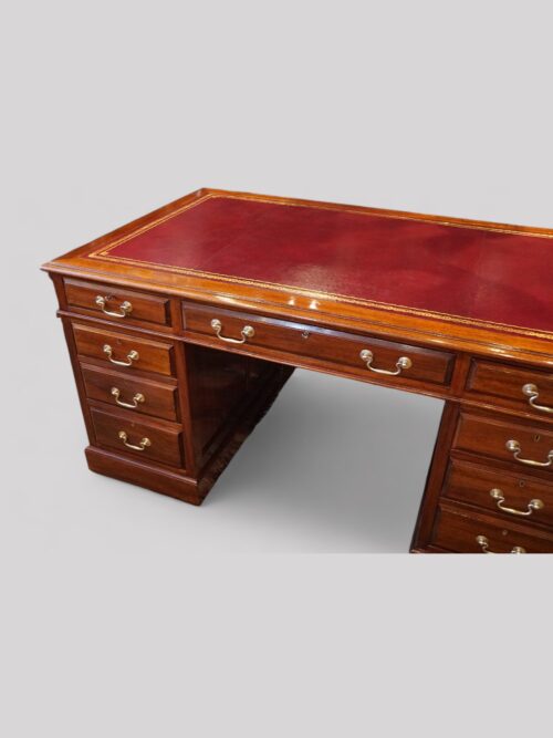 Edwardian mahogany pedestal desk 153cms at angle