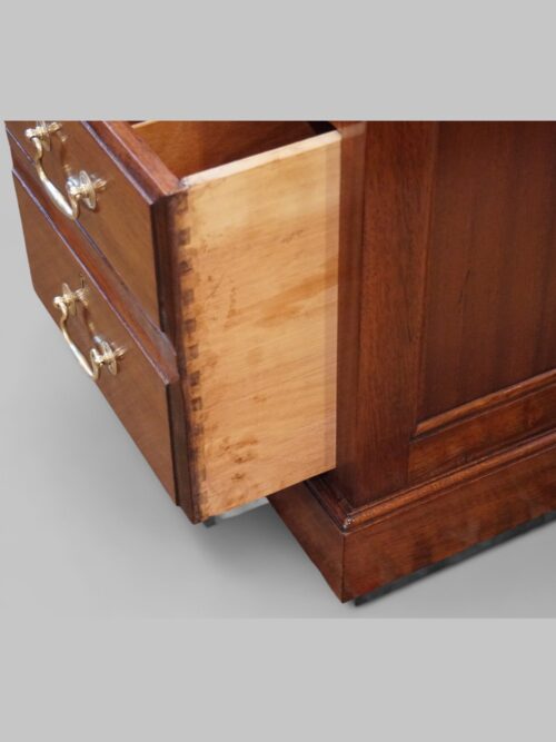 Edwardian mahogany pedestal desk 153cms double file drawer