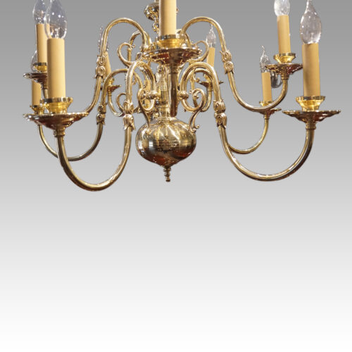 Pair of Dutch brass chandeliers arms