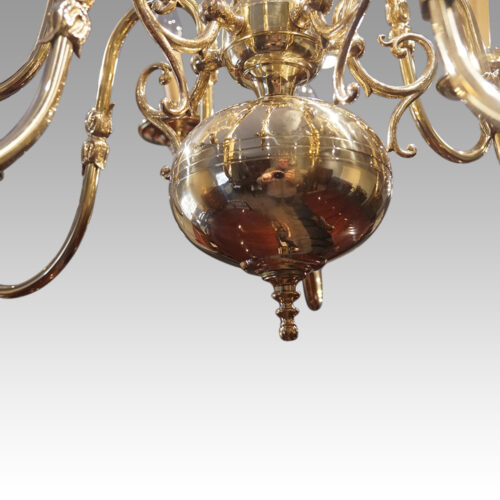 Pair of Dutch brass chandeliers balls