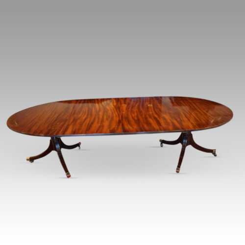Regency style mahogany twin pedestal dining table