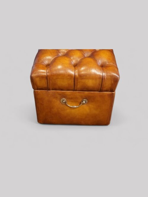 Victorian buttoned leather ottoman end