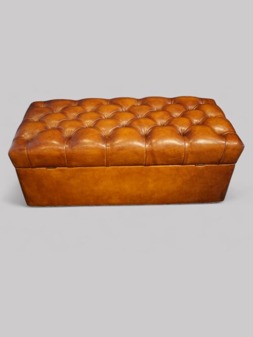 Victorian buttoned leather ottoman rear