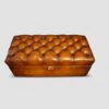 Victorian buttoned leather ottoman top view