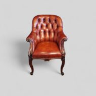 Victorian rosewood button leather library chair