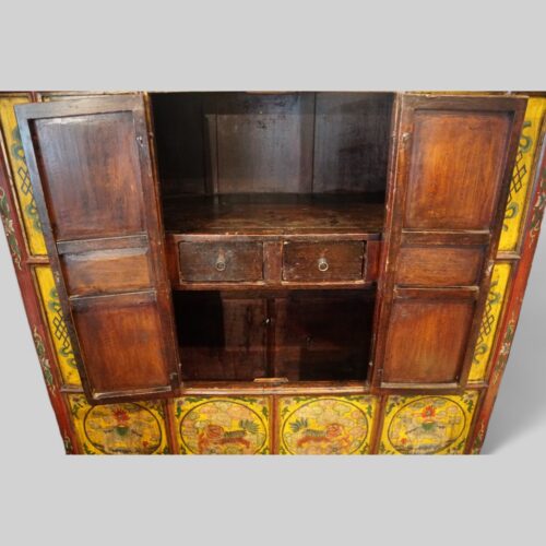 Antique Tibetan cabinet interior