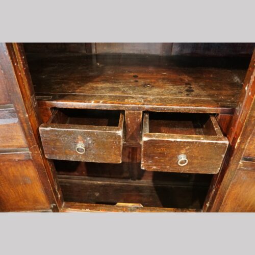 Antique Tibetan cabinet interior drawers