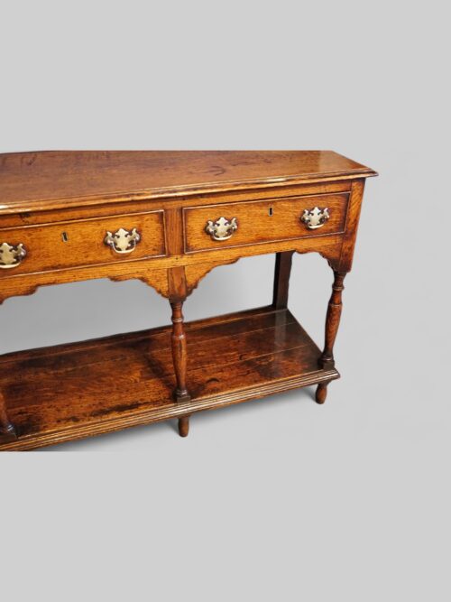 Antique oak dresser with pot board angle