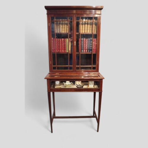 Edwardian mahogany curio cabinet and bookcase