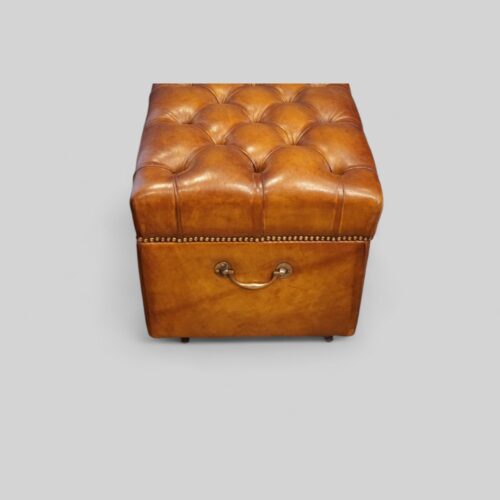 Leather Victorian ottoman end