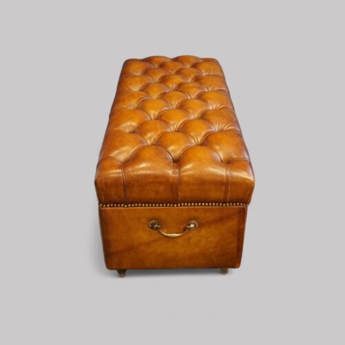 Leather Victorian ottoman top view