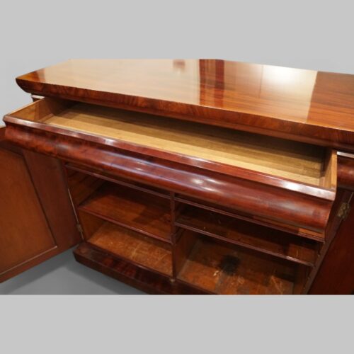 Victorian mahogany chiffonier drawer open