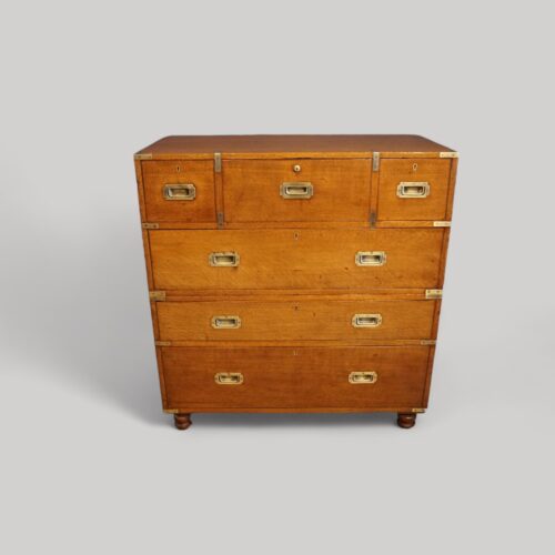 Victorian oak secretaire campaign chest