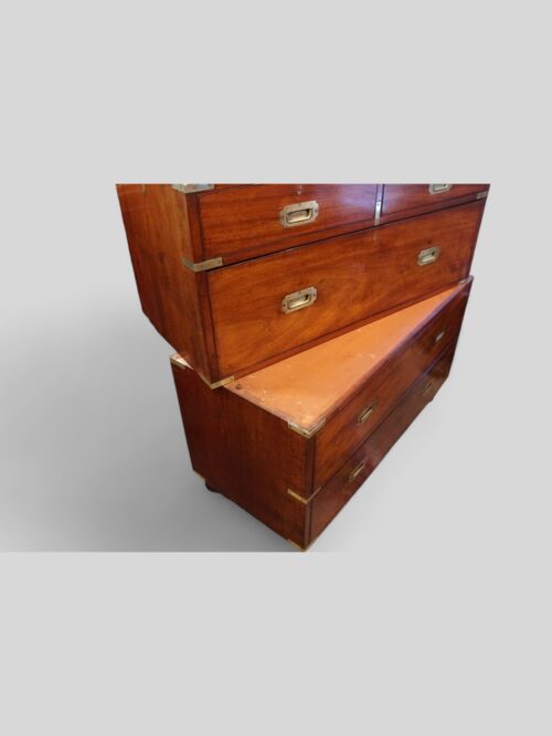 Victorian teak military chest 2 parts