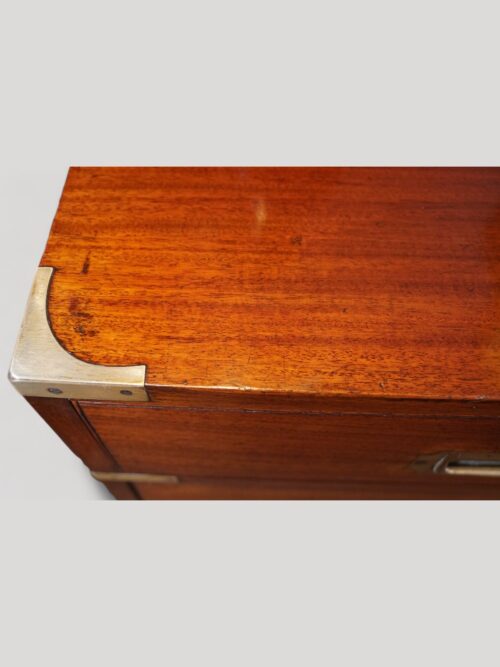 Victorian teak military chest brass corner