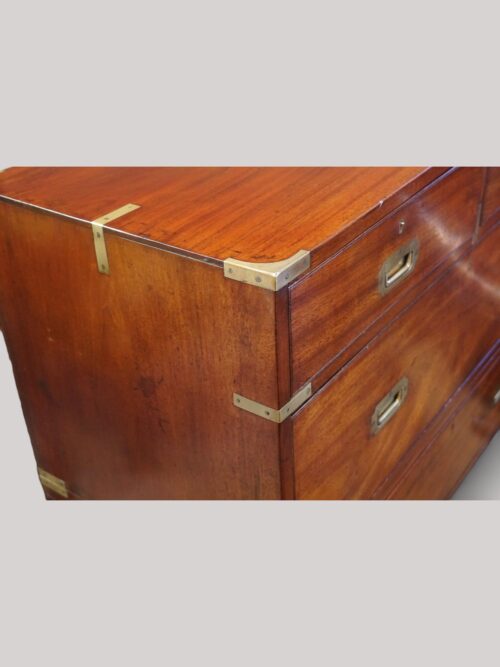 Victorian teak military chest corner