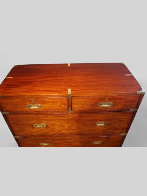 Victorian teak military chest top