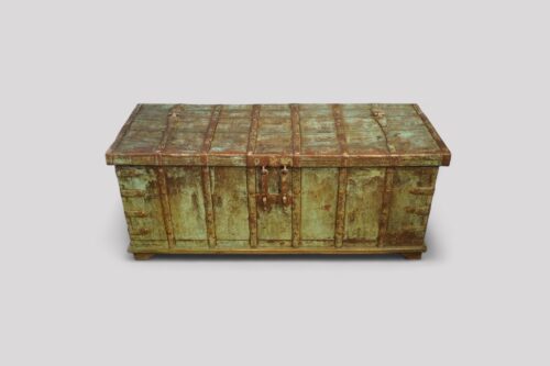 Antique decorated teak trunk front
