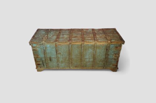 Antique decorated teak trunk rear