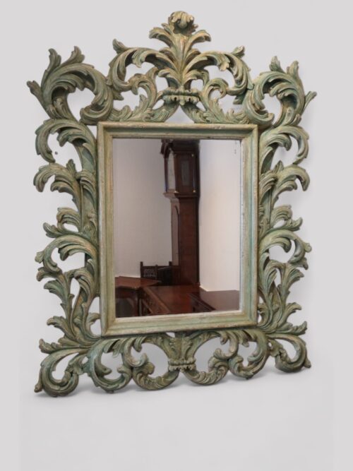 Carved teak decorated Florentine mirror