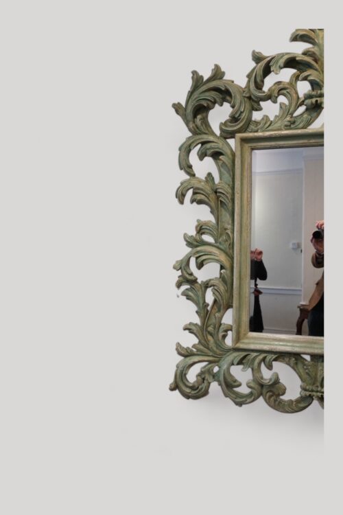 Carved teak decorated Florentine mirror pierced carving