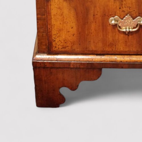 George I walnut bureau bracket foot
