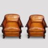 Pair of Edwardian leather club chairs front